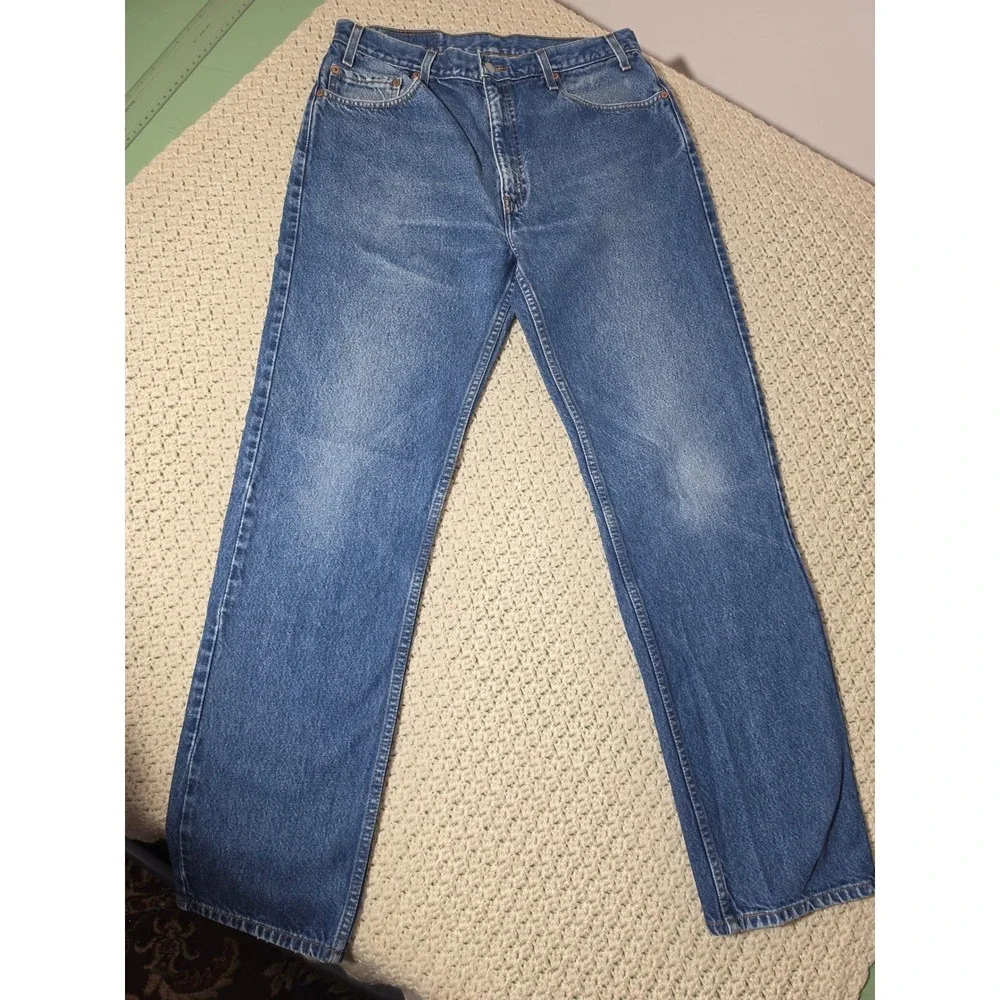 Levi's 505 Regular Fit Jeans Mens 36x34 Blue Excellent Straight Leg Denim